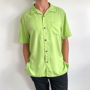 Tommy Bahama Mens Lime Green Silk Short Sleeve Summer Shirt